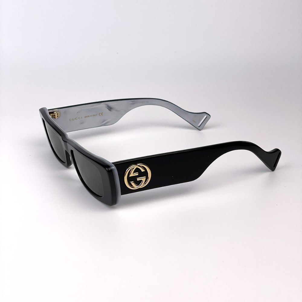 Gucci GG0516S 001 Sunglasses Black Silver Flash Logo Gradient Rectangle Women - Picture 7 of 12